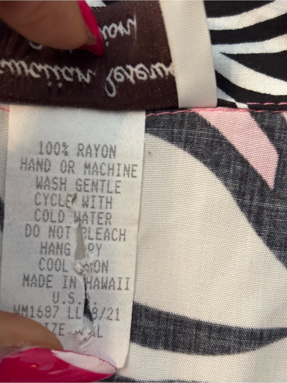 COASTAL COTTAGECORE: Hawaiian Reserve Pink & Black Leaf Resort Blouse XL - Picture 7 of 7